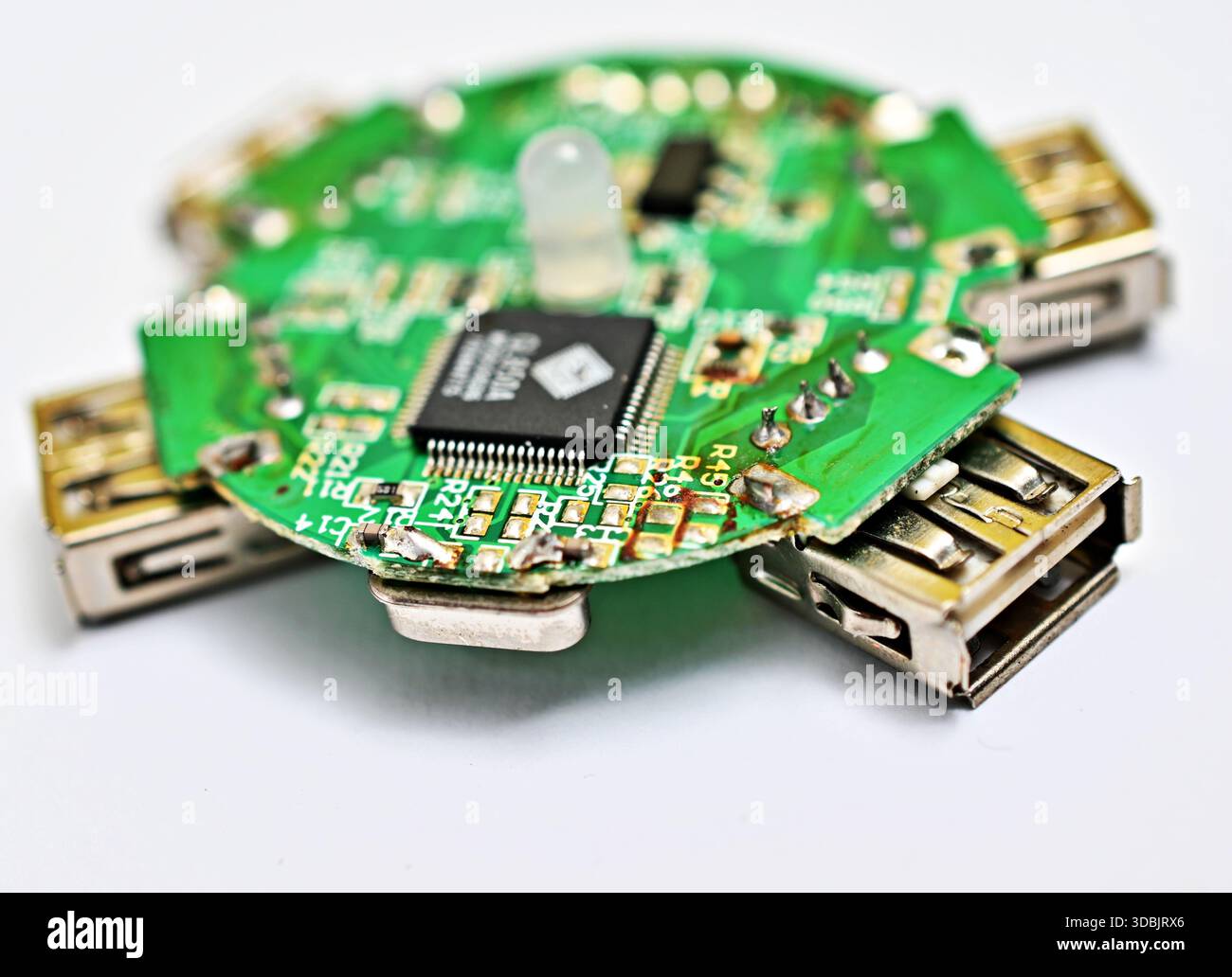 usb hub circuit board connecting peripheral devices theme , Stock Photo