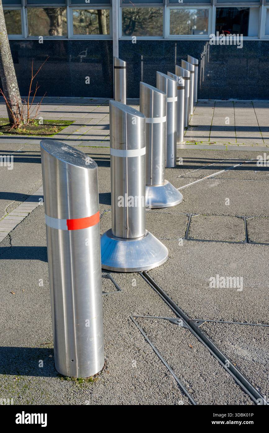 Row of anti-ram security bollards in Southampton city centre, Hampshire ...