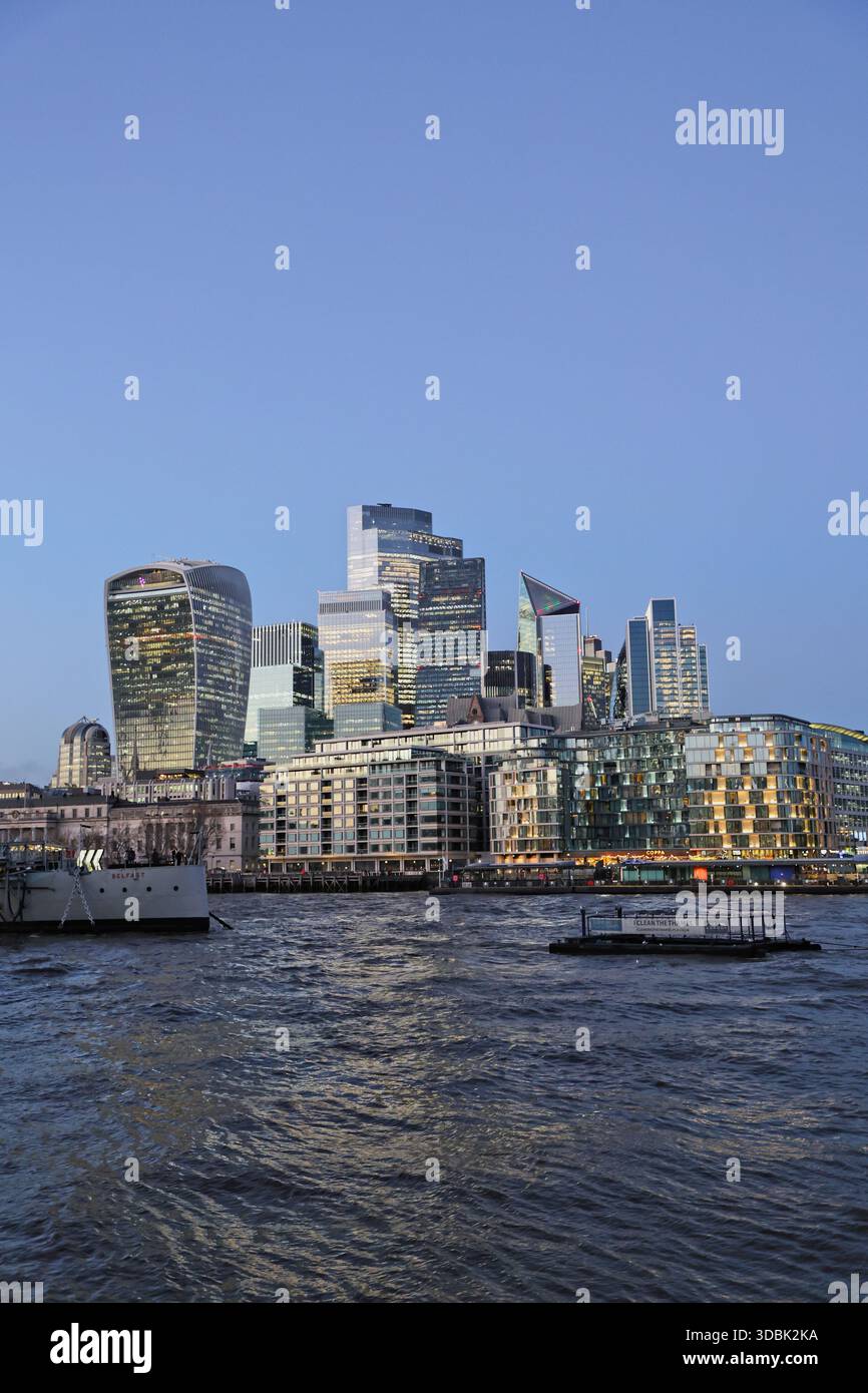 City of London skyline at dusk London UK  December 2025 Stock Photo