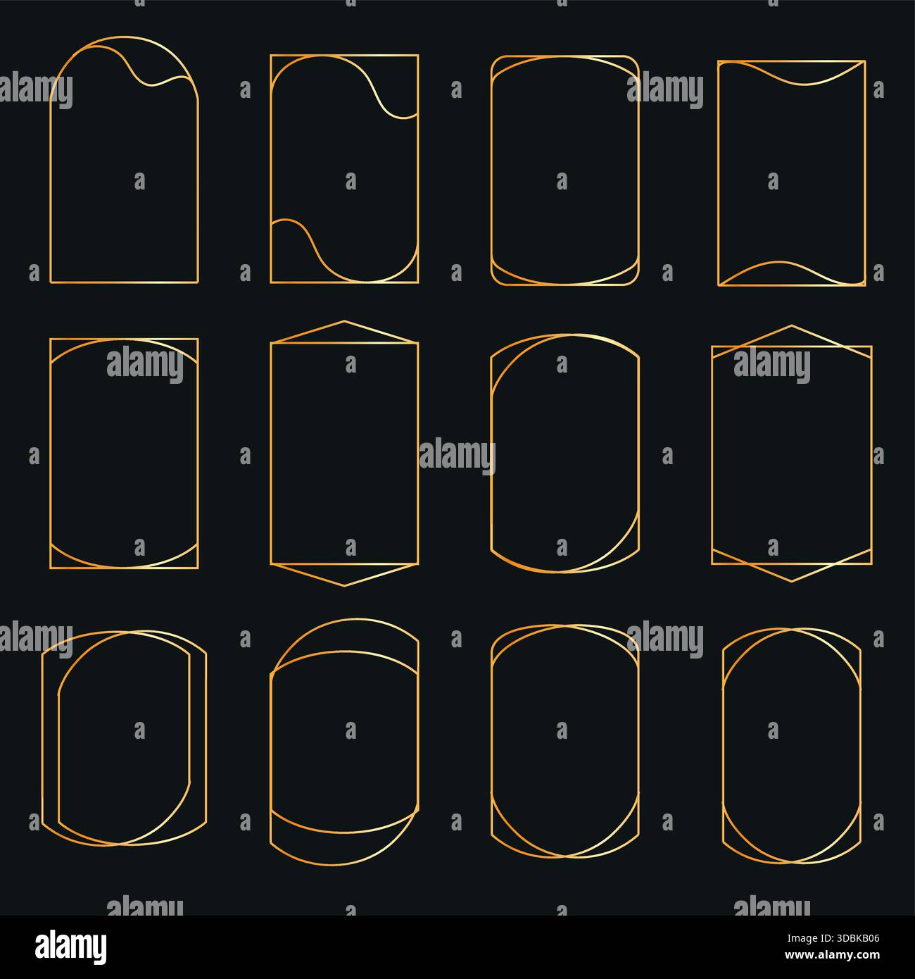 Golden thin Line frames set. Gold vector borders Luxury minimalist ...