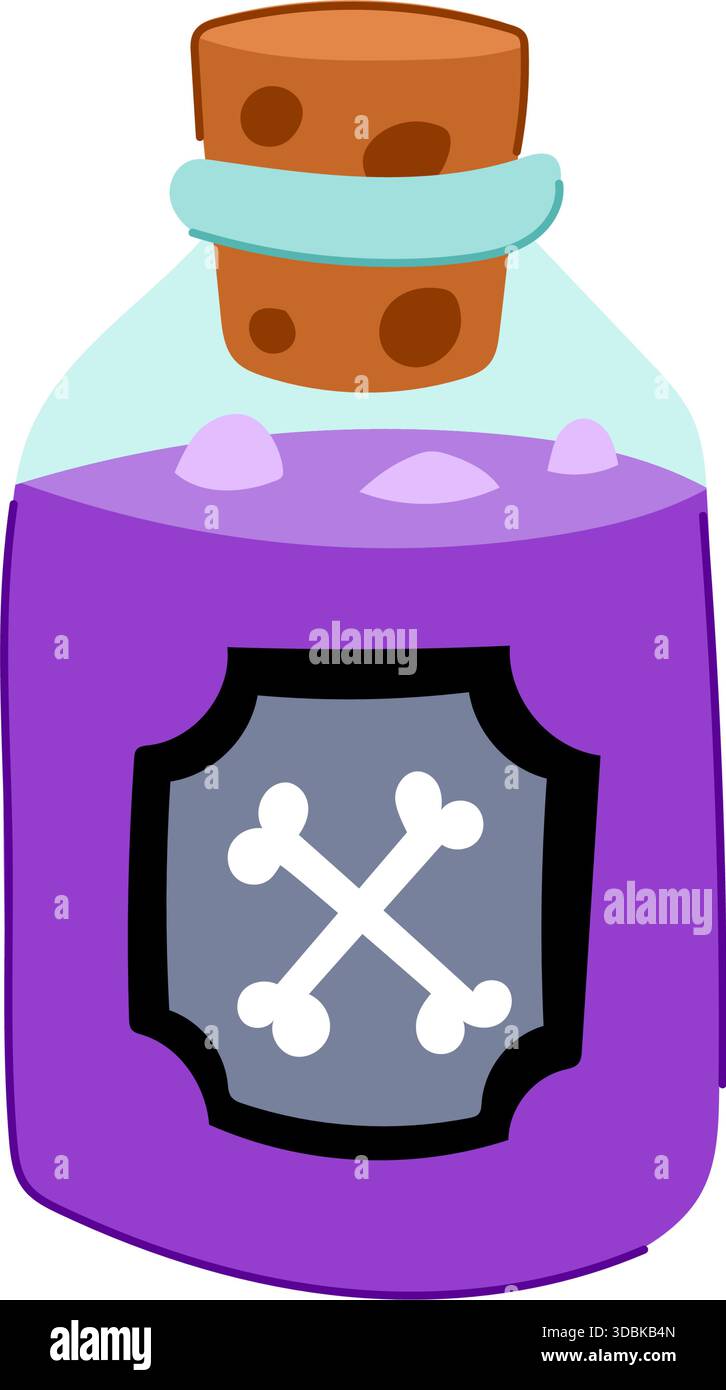 Poison potion bottle with crossbones label cartoon Stock Vector Image ...