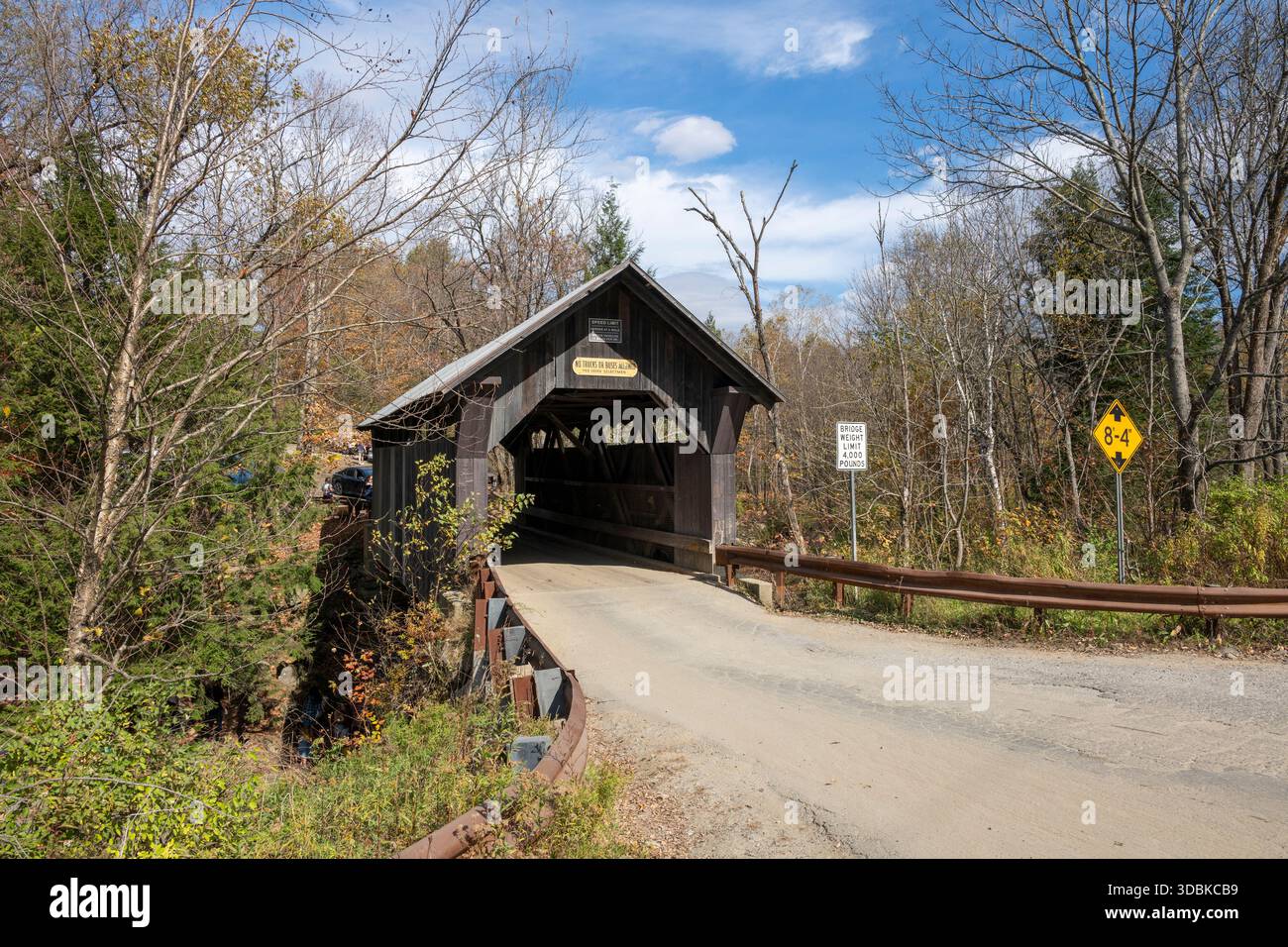 Emily's covered bridge, Historic Gold Brook Covered Bridge, near Stowe, Vermont Stock Photo