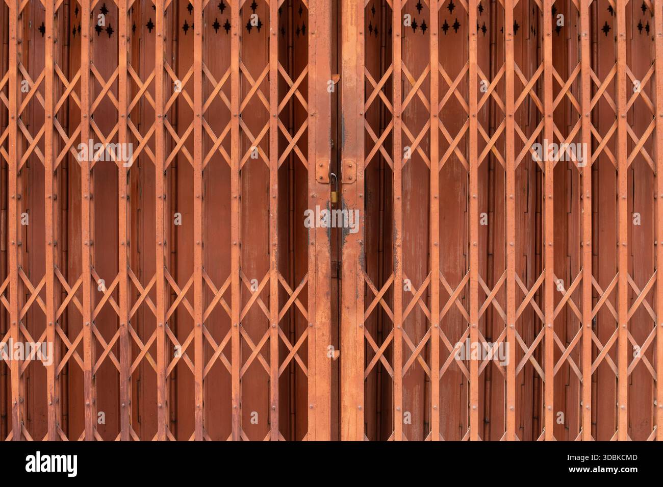 Orange folding steel doors old style Stock Photo