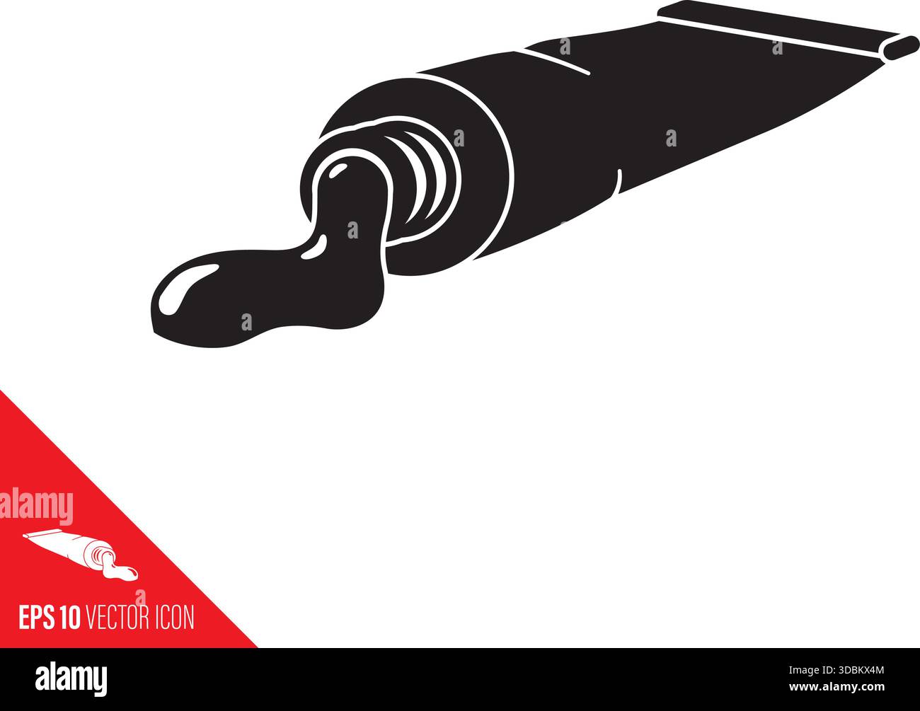 Paint flowing from a tube vector glyph icon Stock Vector