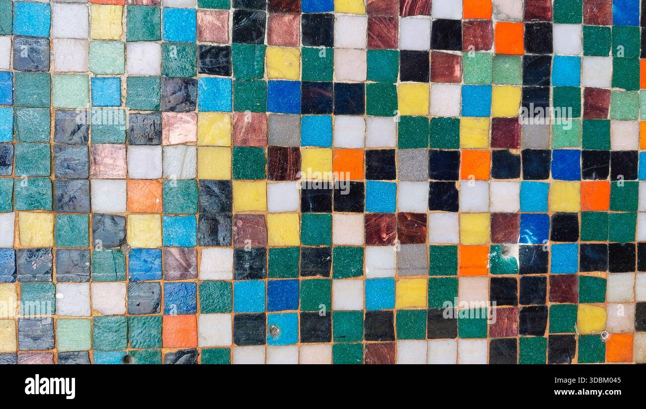 Multiple colorful small mosaics as a background Stock Photo