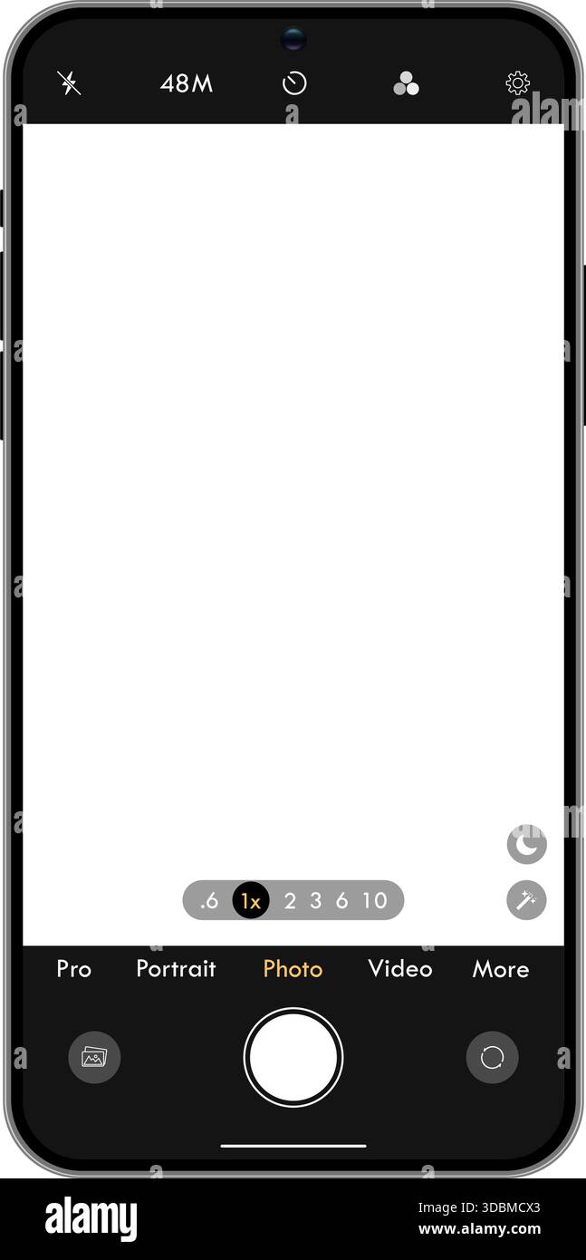 Smartphone Camera Application UI Mockup Template Design. Vector Illustration Stock Vector