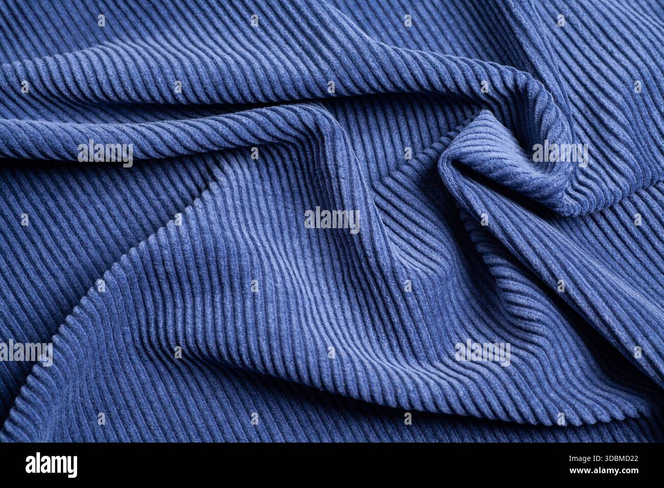 Blue ribbed corduroy texture background Stock Photo
