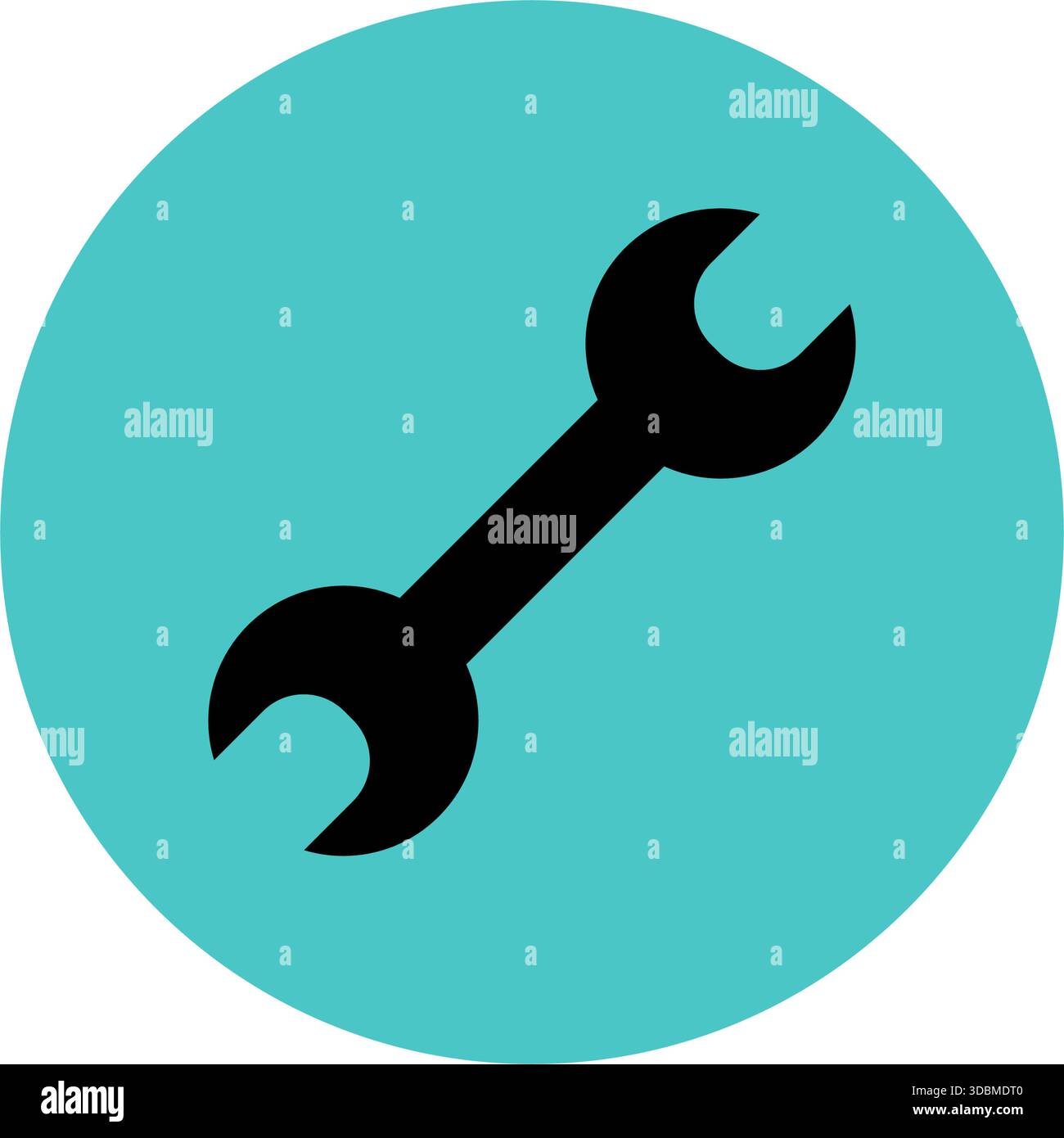 Wrench tool round icon for settings and maintenance on white background, vector illustration Stock Vector