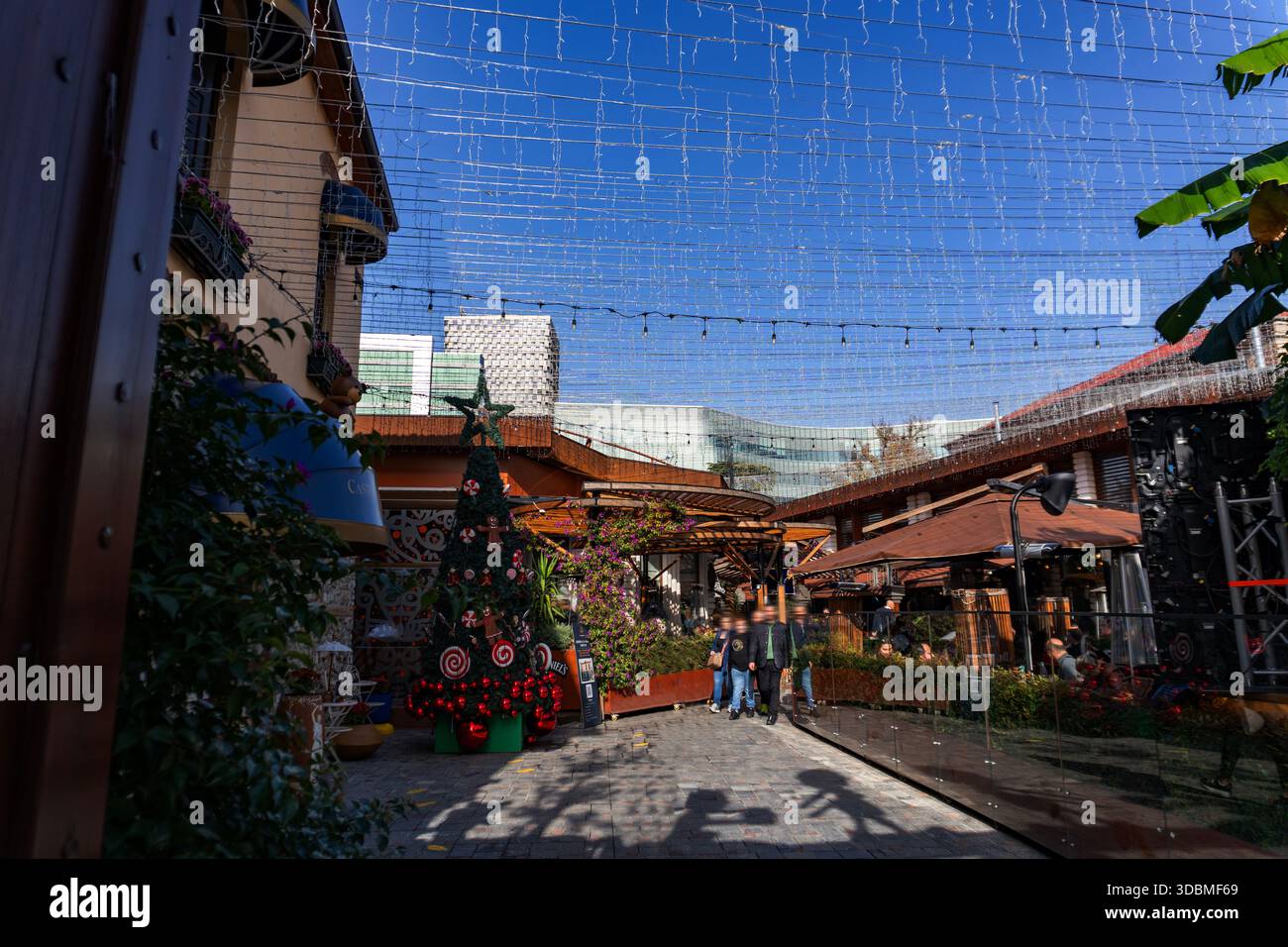 Christmas decorations inside the Tirana Castle in Albania - Stock Image