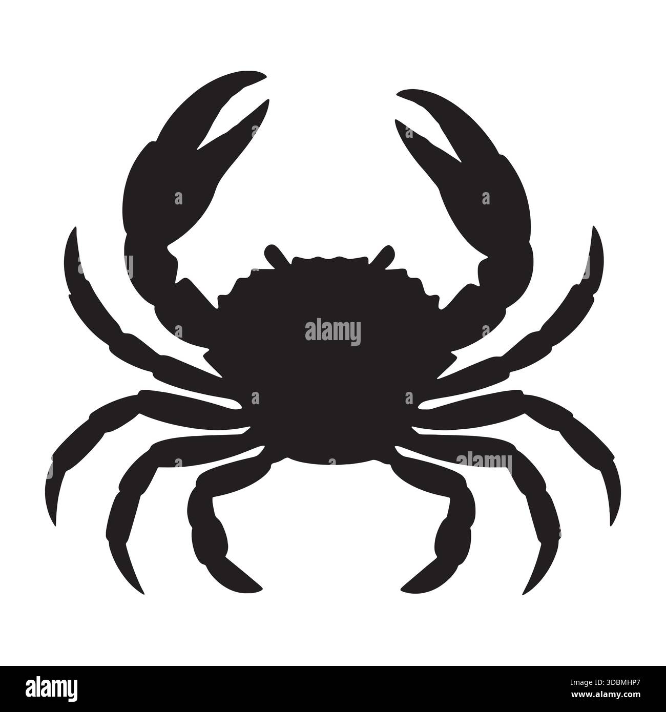 Crab Silhouette Vector, Marine Animal Clipart, Zodiac Cancer Icon Stock Vector