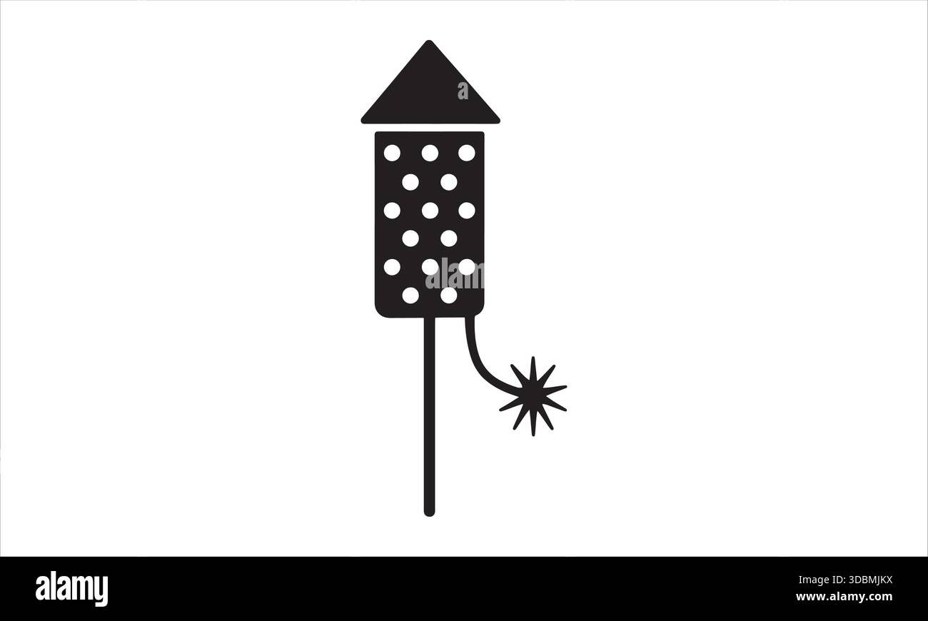 Firework Rocket Silhouette Icon Explosive Celebration Symbol Stock Vector