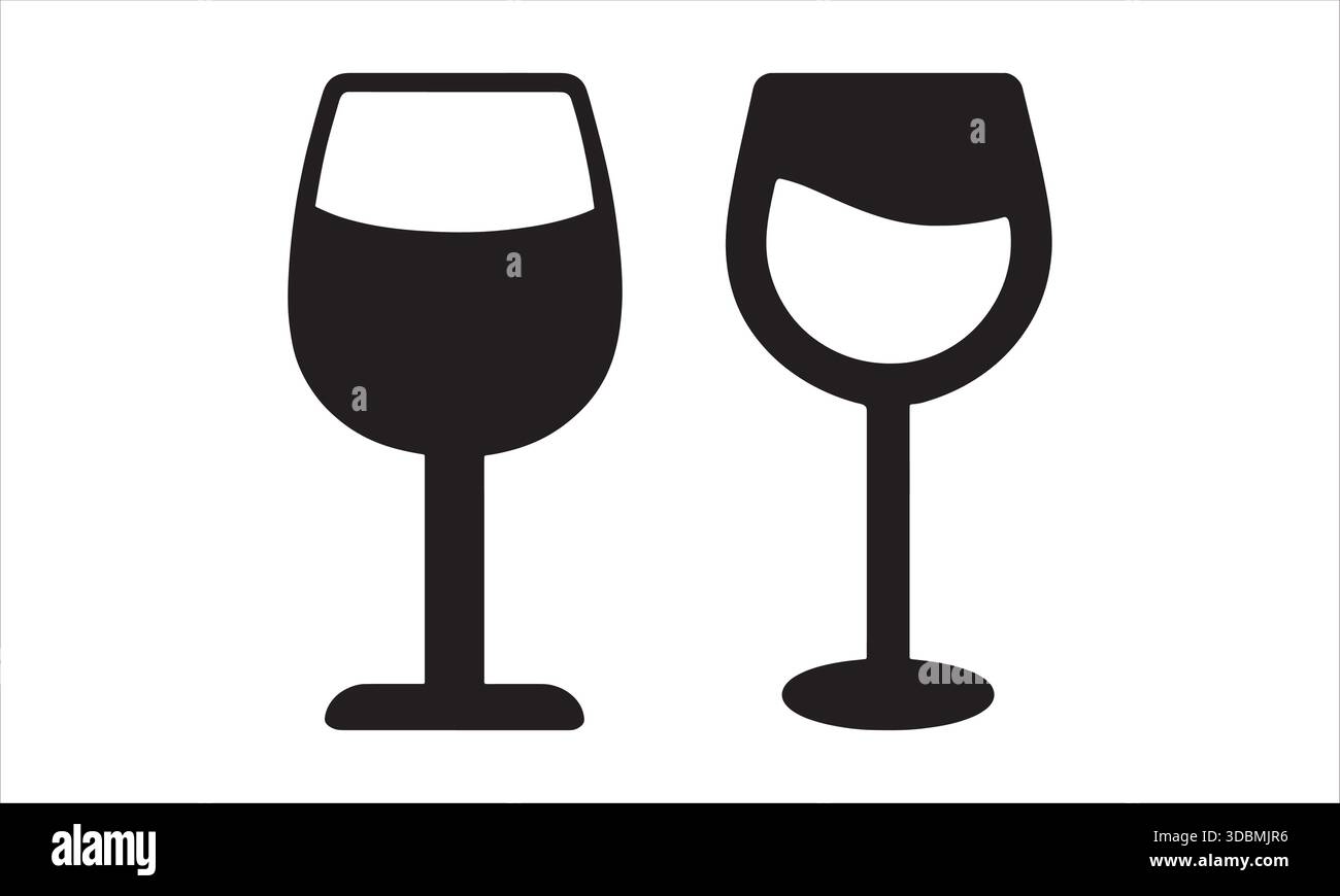 Wine Glass Silhouettes Icon Vector Illustration Stock Vector