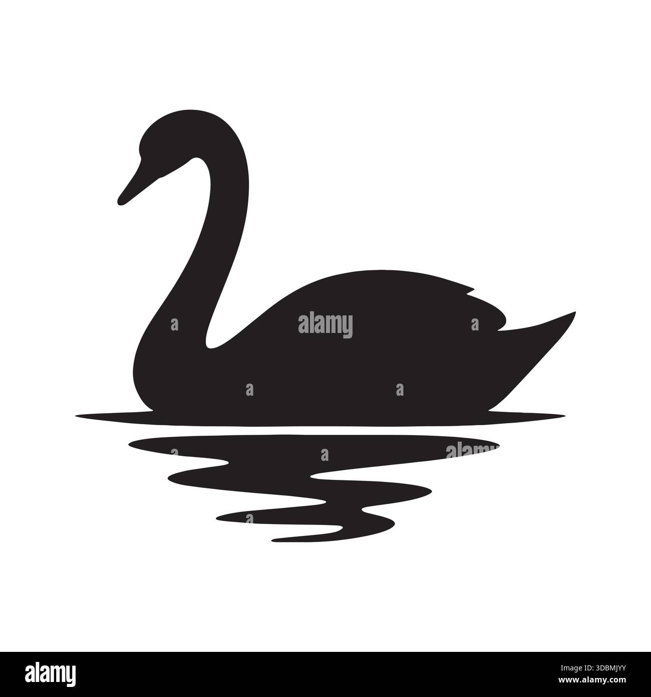 Black Silhouette Swan Elegant Bird Icon Stock Vector