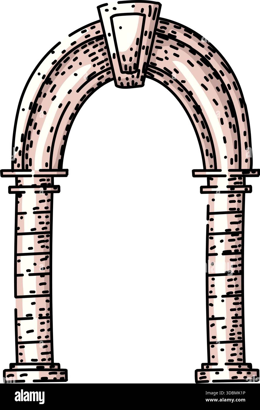 Ancient stone archway architectural structure design Stock Vector