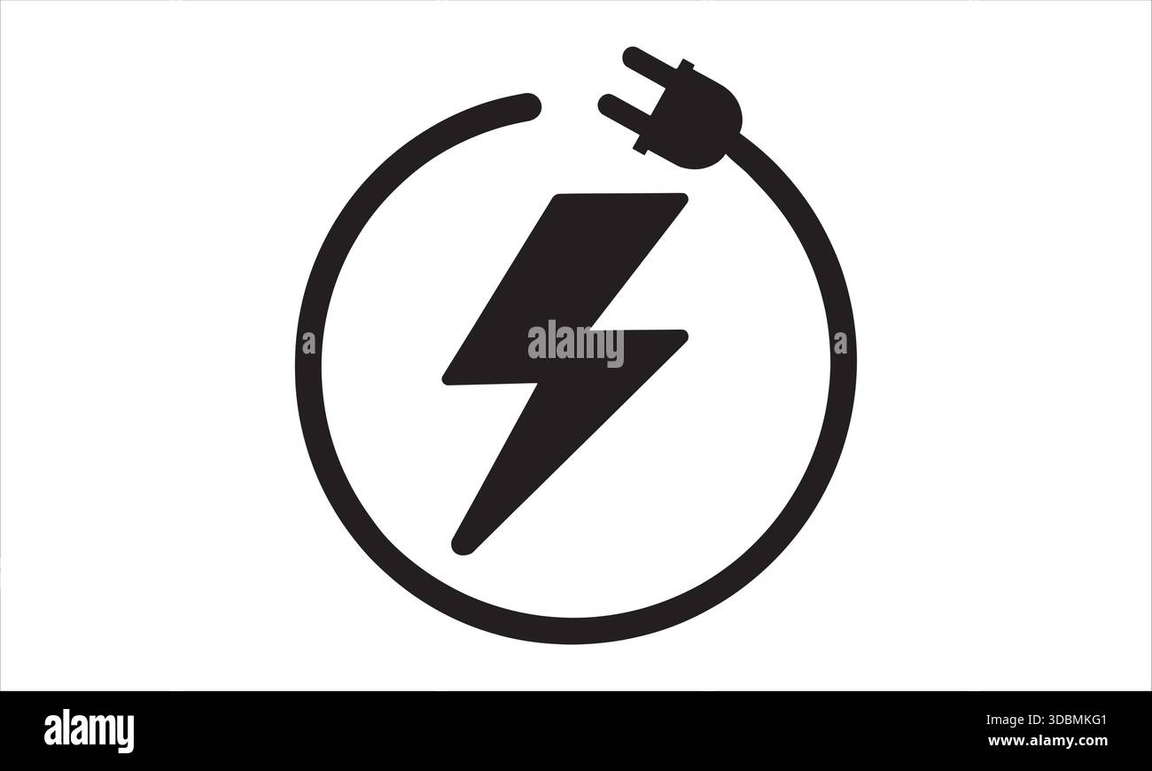 Electric Power Icon Lightning Bolt Plug Energy Charging Technology Stock Vector