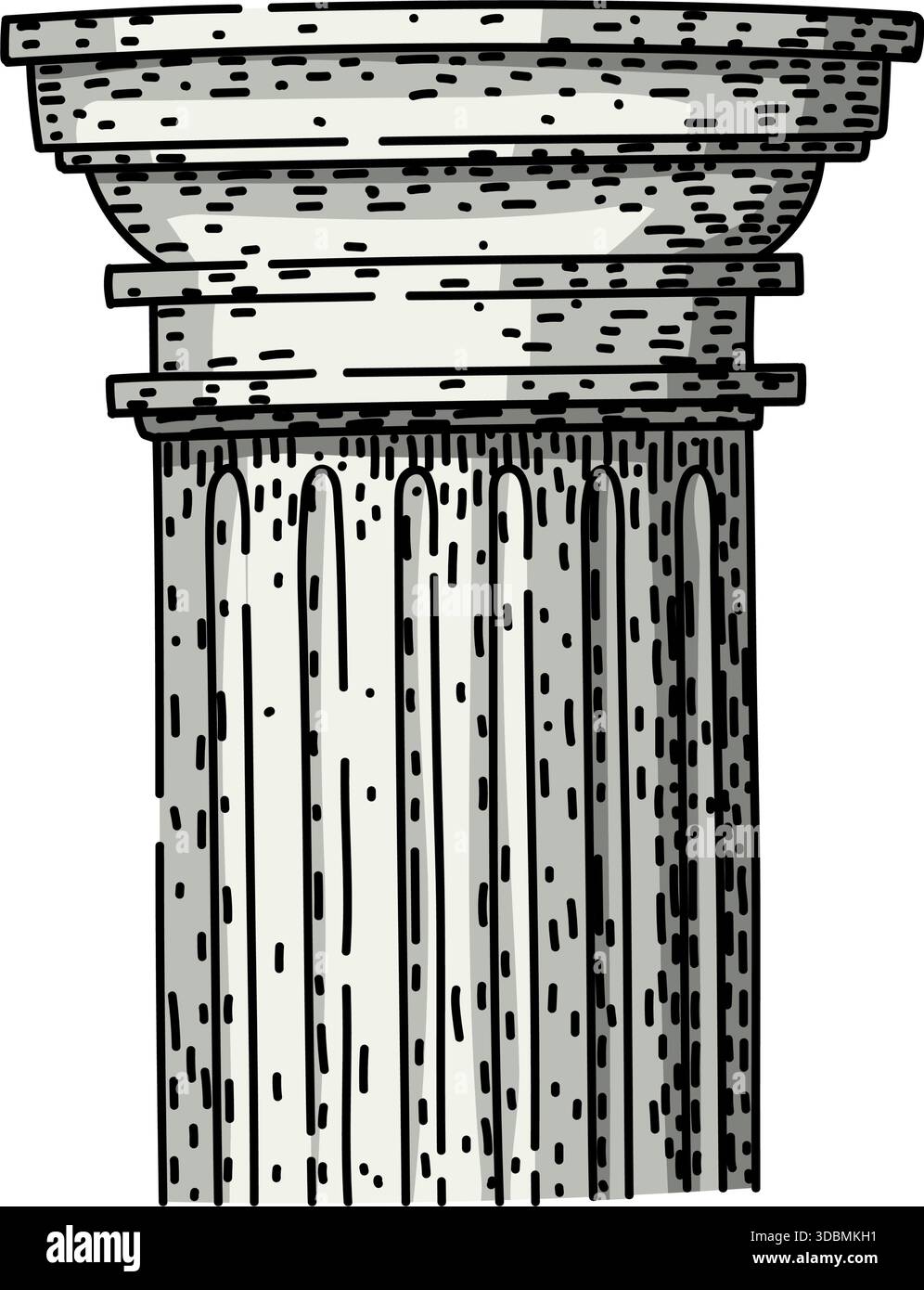 Classical architectural column supporting building structure drawing ...