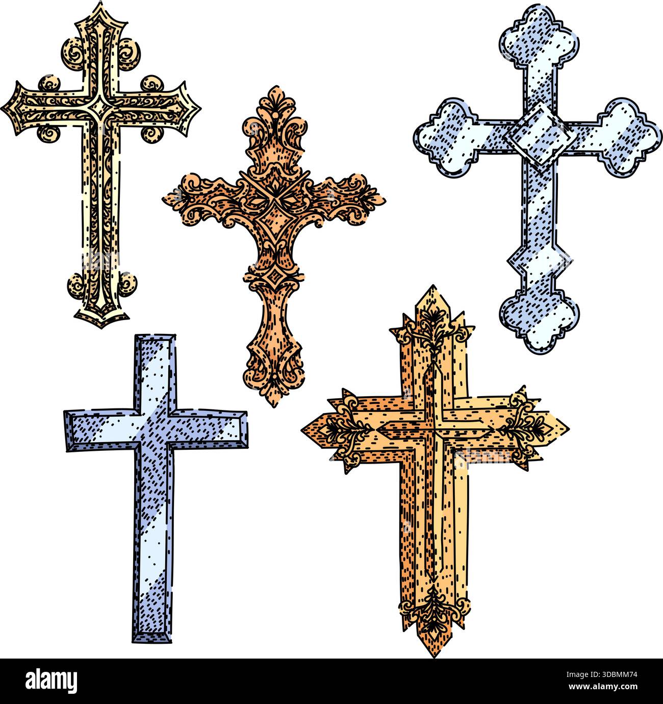 Religious crosses collection representing christianity faith concept ...