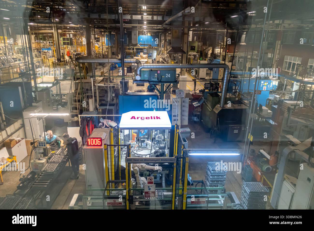 industrial manufacturing facility belonging to Arcelik, a major Turkish household appliance manufacturer, an automated production line with various ma Stock Photo