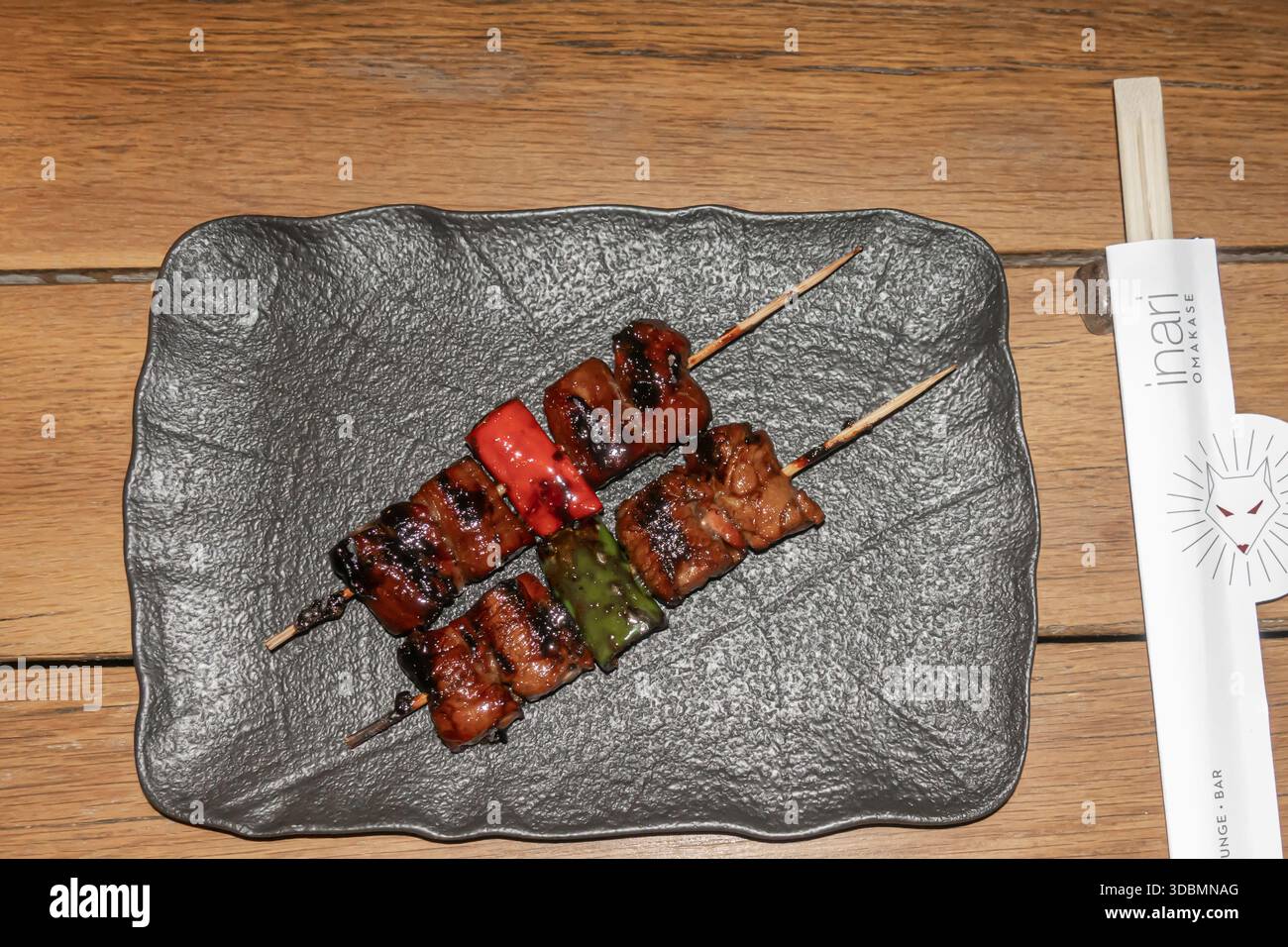 Beef skewers,kebabs or kabobs, popular dish made from marinated, cubed pieces of beef, Morena at The Bodrum Edition restaurant, Turkey Stock Photo