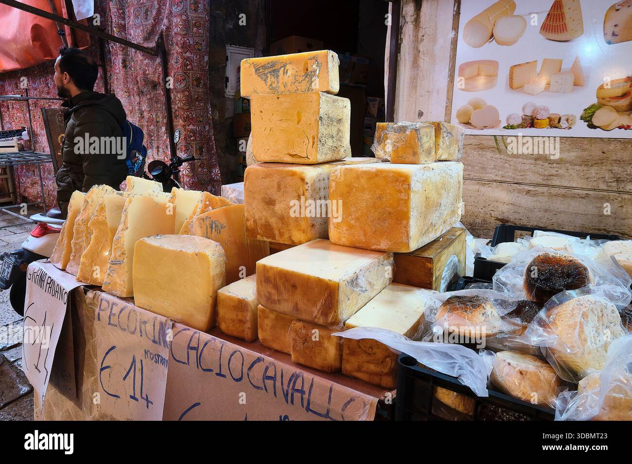 Sicily Italy Palermo Market Cheese Butcher Food delicatessen Stock Photo -  Alamy, image size:1300x956