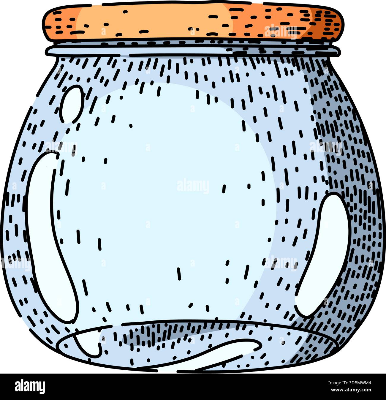 Empty glass jar illustration with lid concept Stock Vector