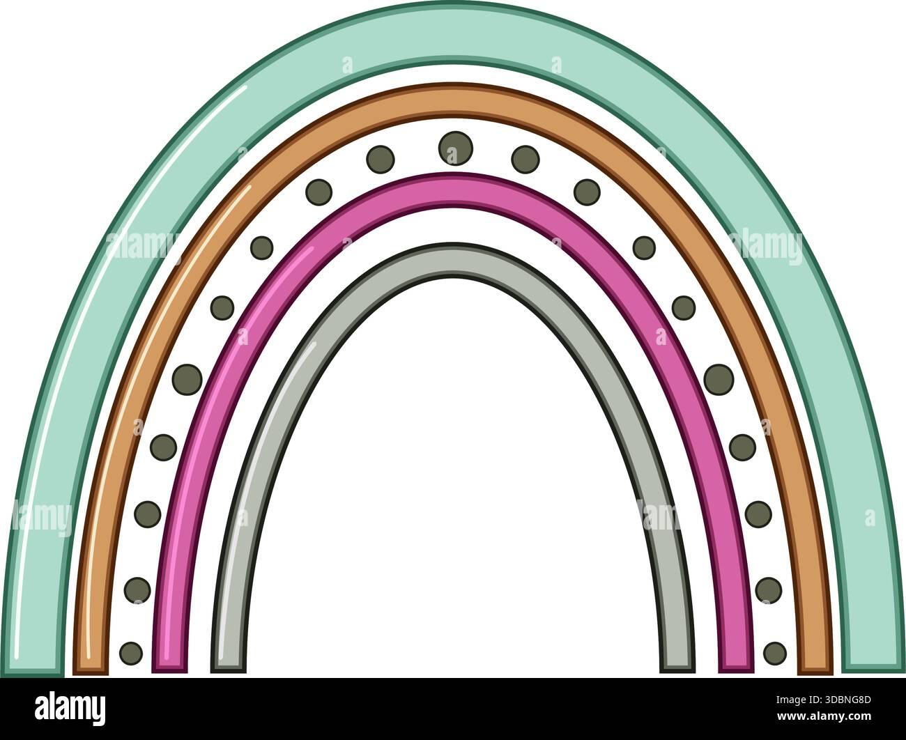 Boho pastel rainbow arch with dotted detail Stock Vector