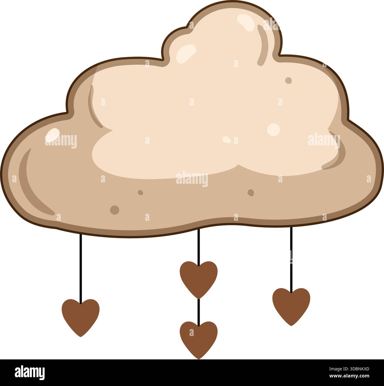 Boho cloud raining hearts cartoon illustration Stock Vector