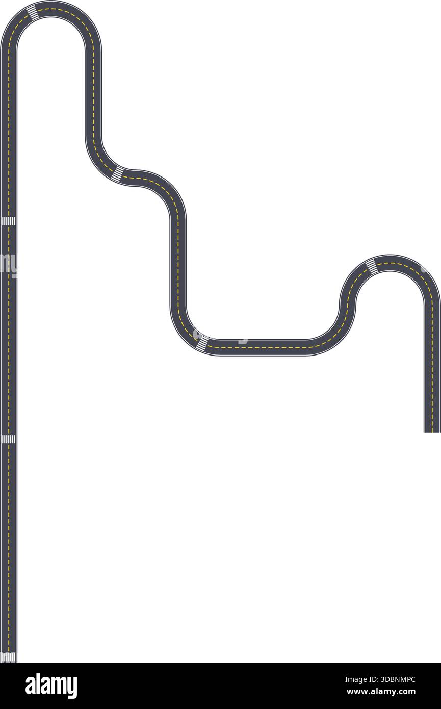 Patha Graphick Top view highway path graphic showing a zigzag route with extended ...