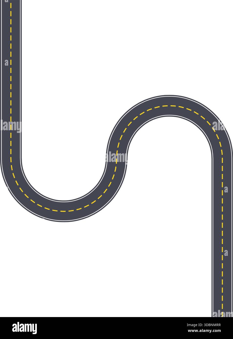 Top view street layout illustrating a square wave road path with clear ...