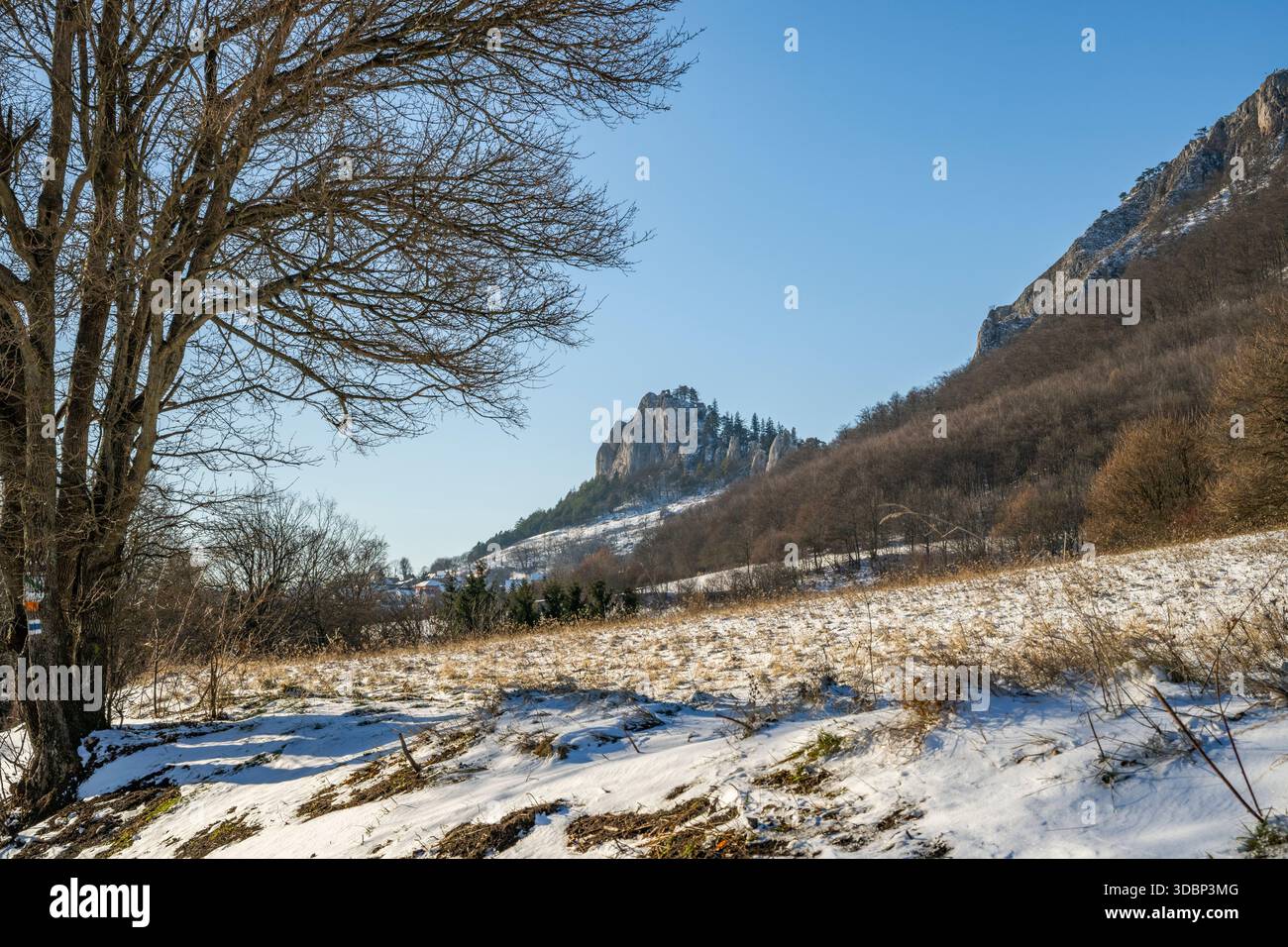 View on the mountains on a sunny day in winter, Vapec, Horna Poruba, Slovakia Stock Photo