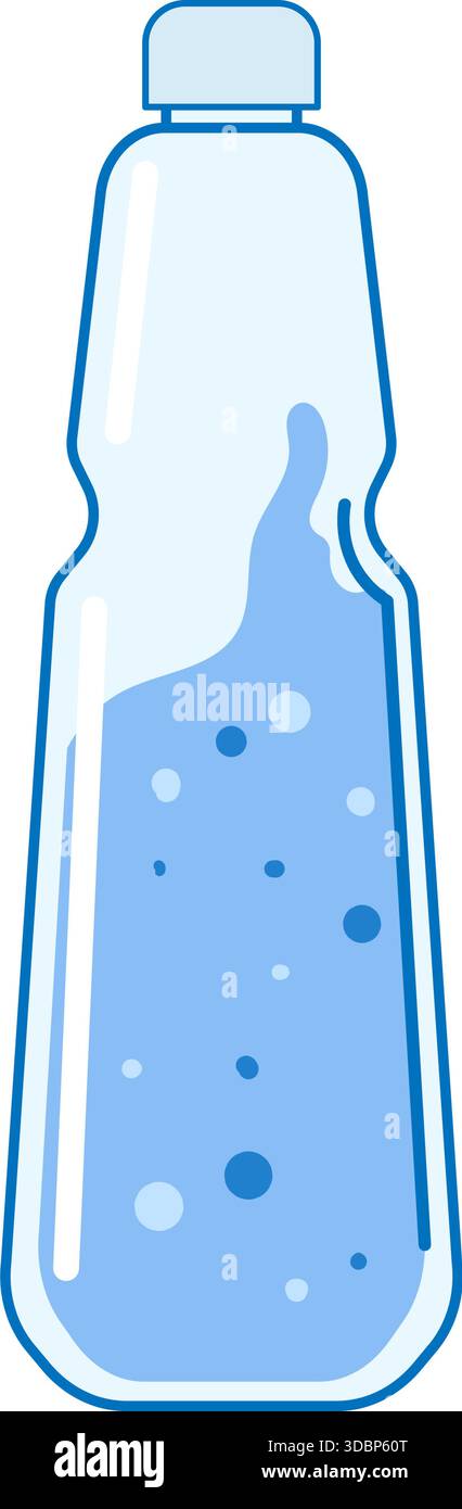 Refreshing ramune style bottle containing blue fizzy drink Stock Vector
