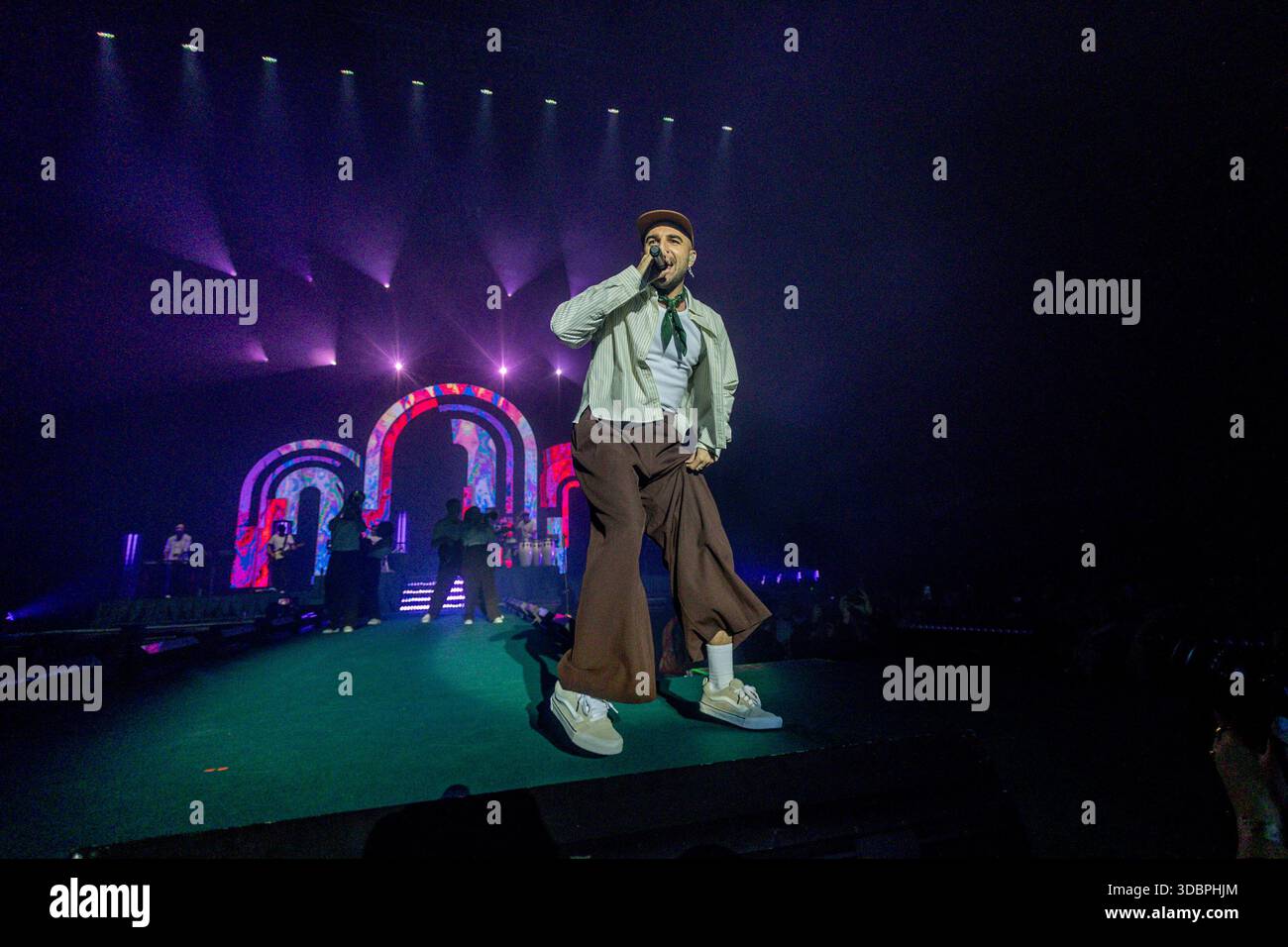 Singer Nil Moliner performs during his concert at the Movistar Arena on ...