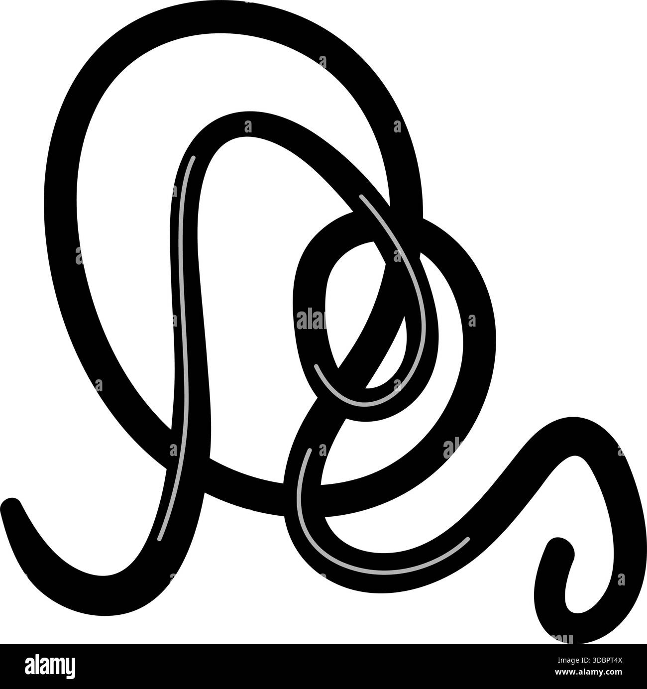 Black line scribbling loops creating abstract knot shape Stock Vector