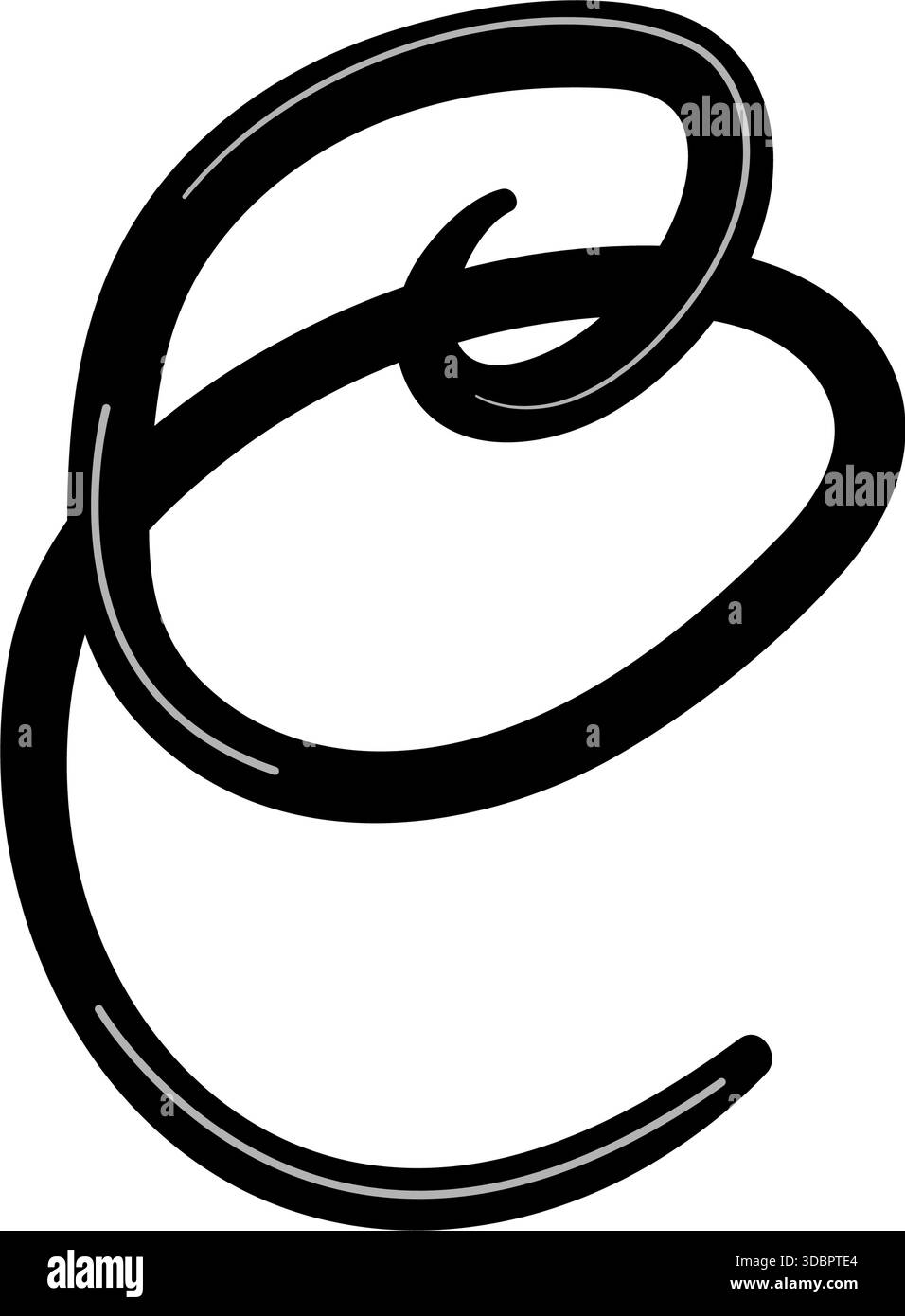 Elegant continuous line drawing forming abstract letter e Stock Vector