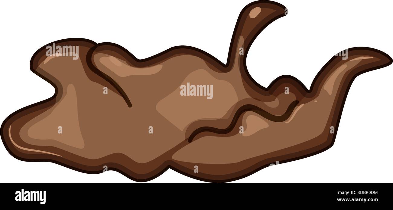 Brown mud puddle splattering drawing illustration Stock Vector