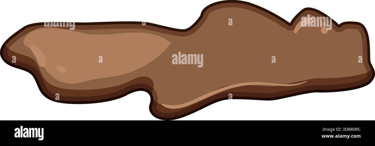 Brown mud puddle splattering on white surface Stock Vector