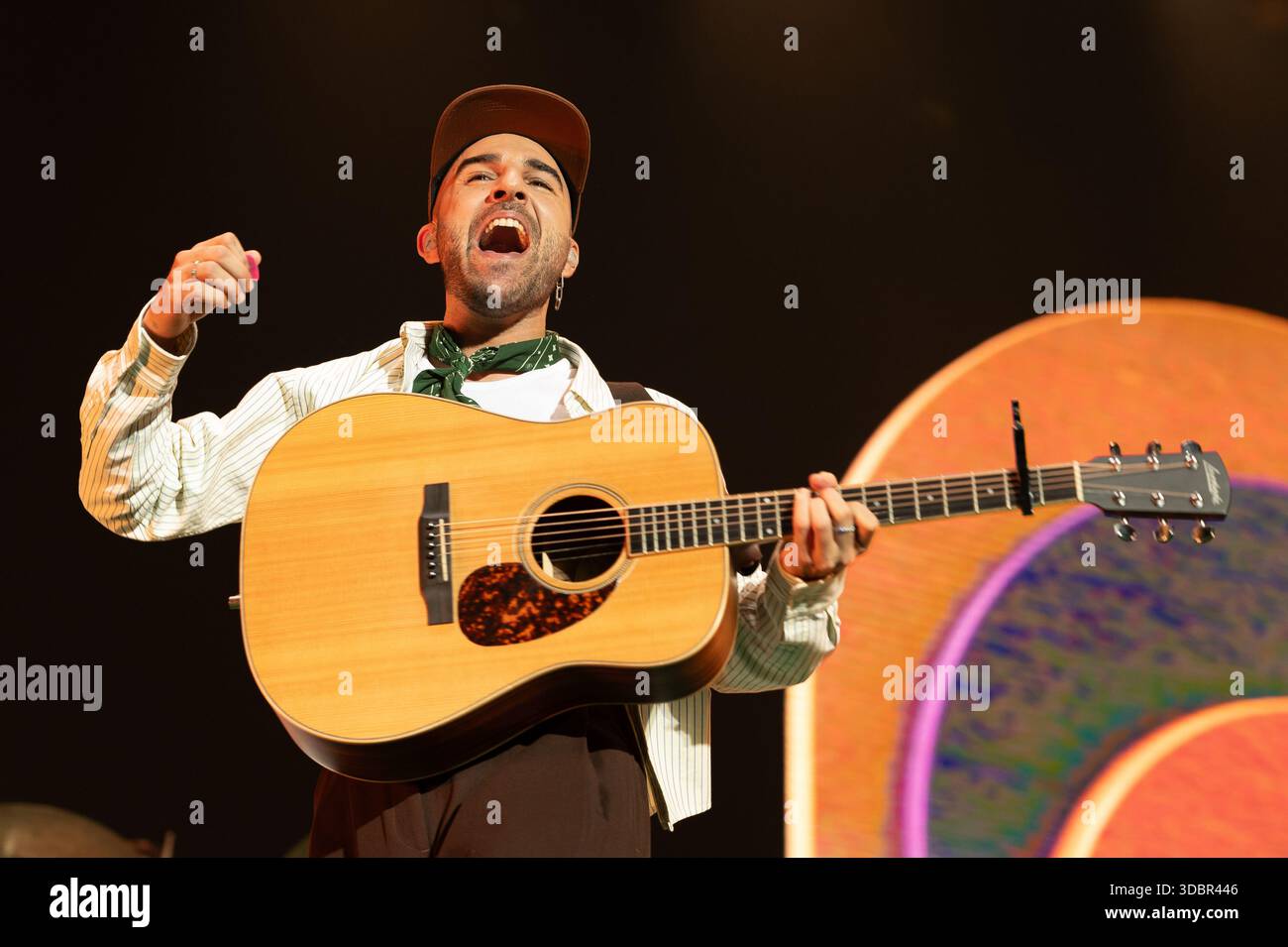 Singer Nil Moliner performs during his concert at the Movistar Arena on ...