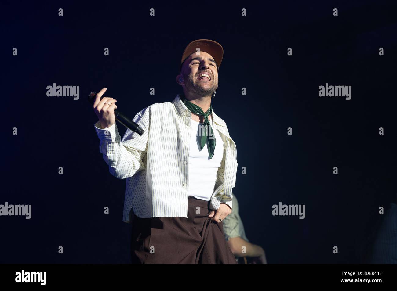 Singer Nil Moliner performs during his concert at the Movistar Arena on ...
