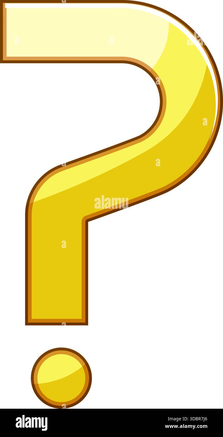 Golden question mark representing unsolved problem and inquiry Stock Vector
