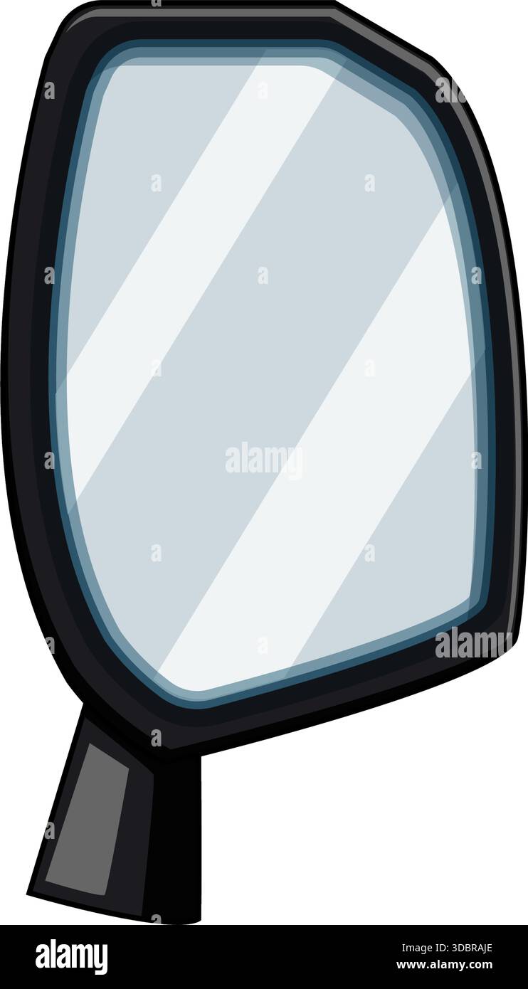 Car side mirror reflecting view behind vehicle Stock Vector