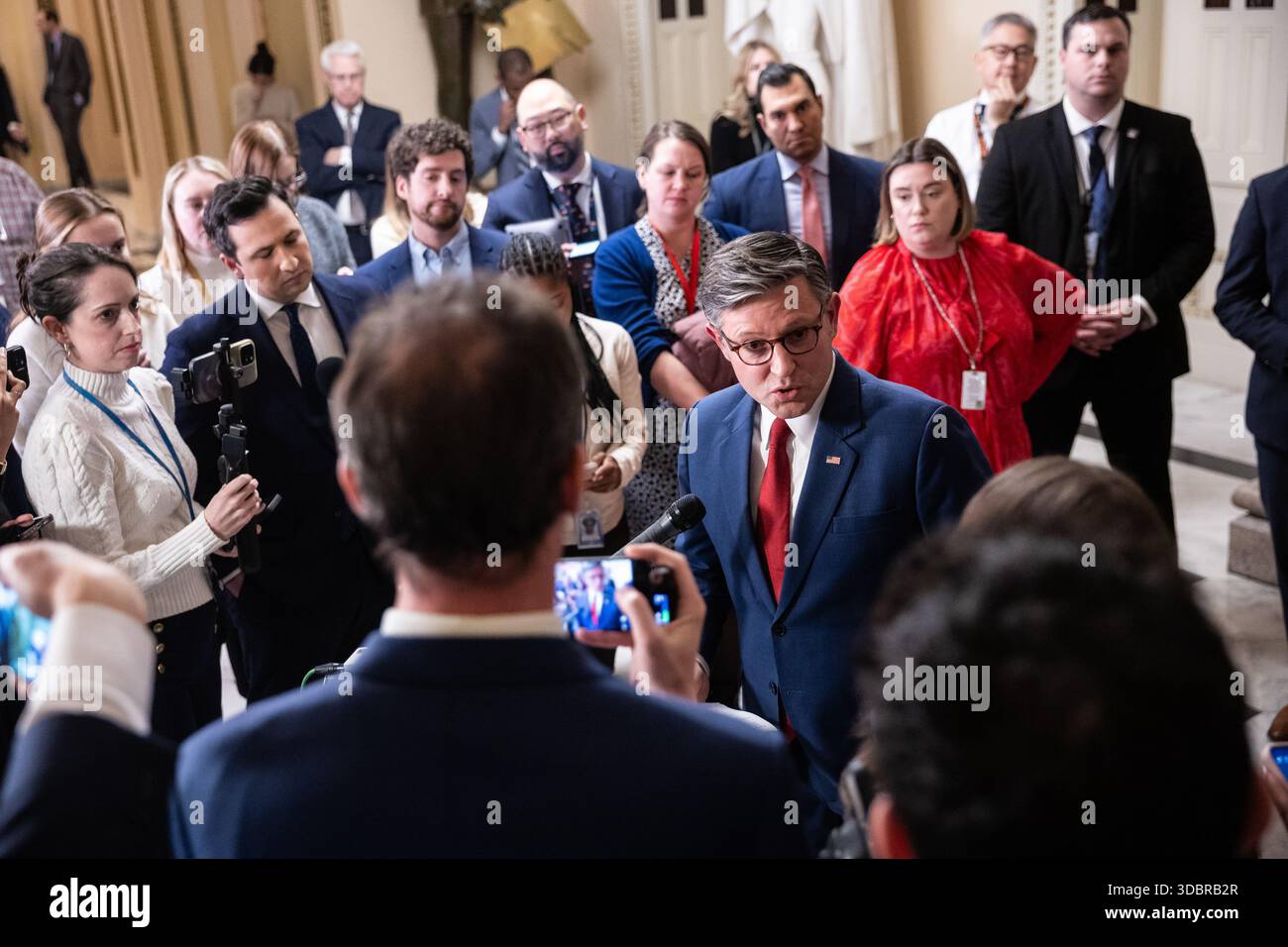 House Speaker Mike Johnson (R-La.) speaks with reporters at the U.S ...