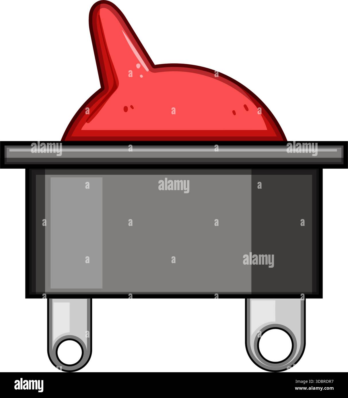 Red toggle switch controlling power with cartoon illustration Stock Vector