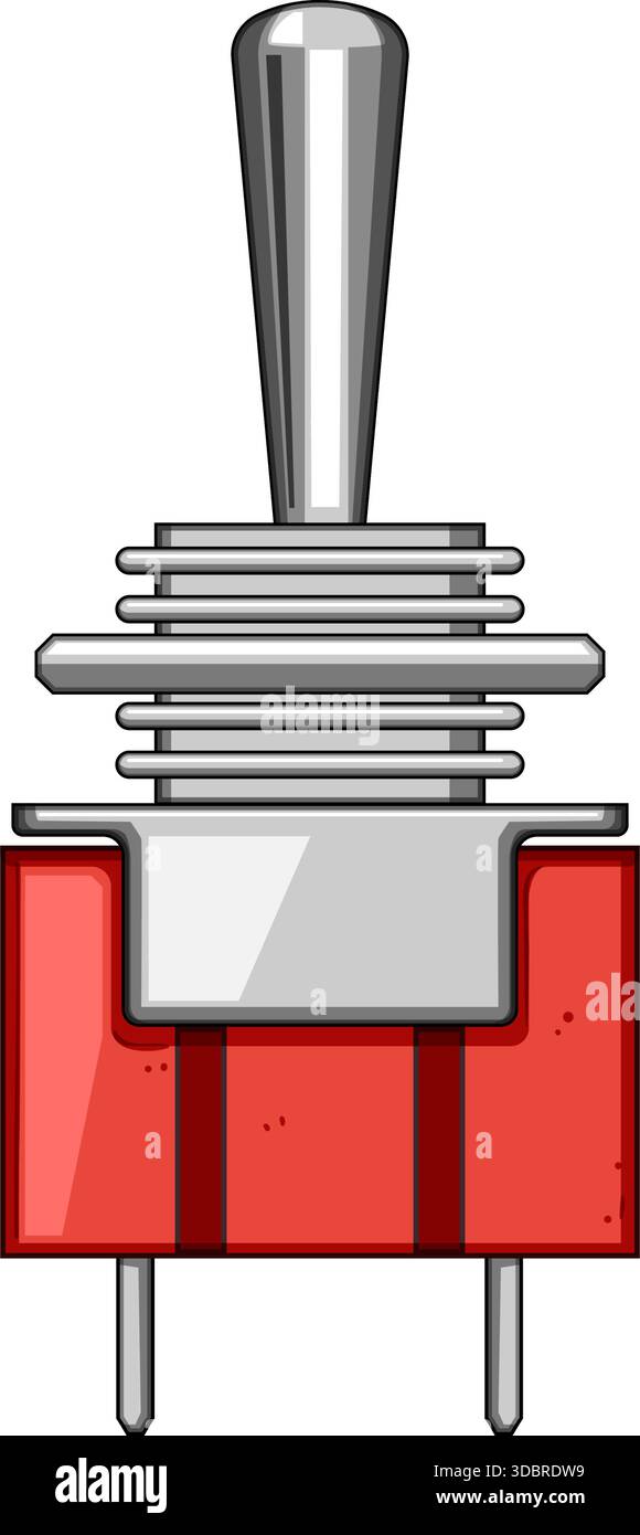 Toggle switch with red base controlling electrical circuit Stock Vector