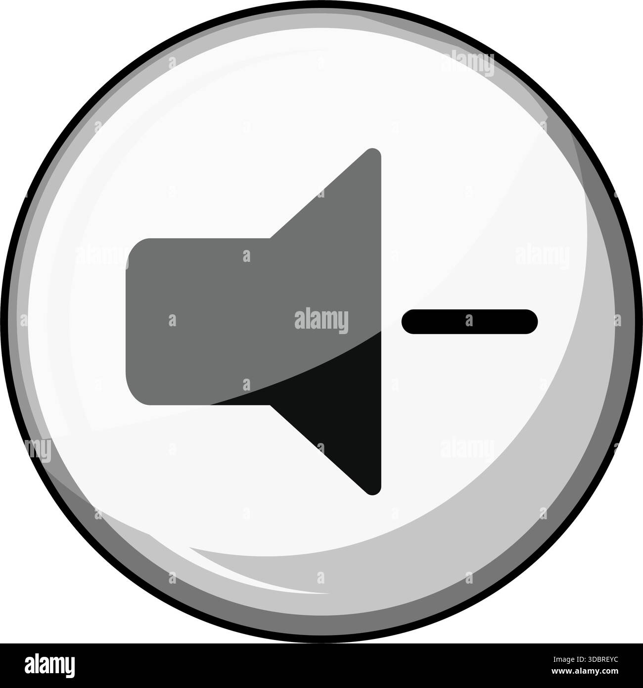Digital button icon representing lowering audio sound volume Stock Vector