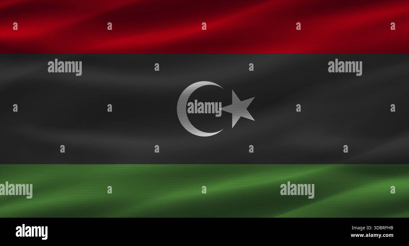 Libyan flag with fabric texture. Realistic flag of Libya waving Stock ...