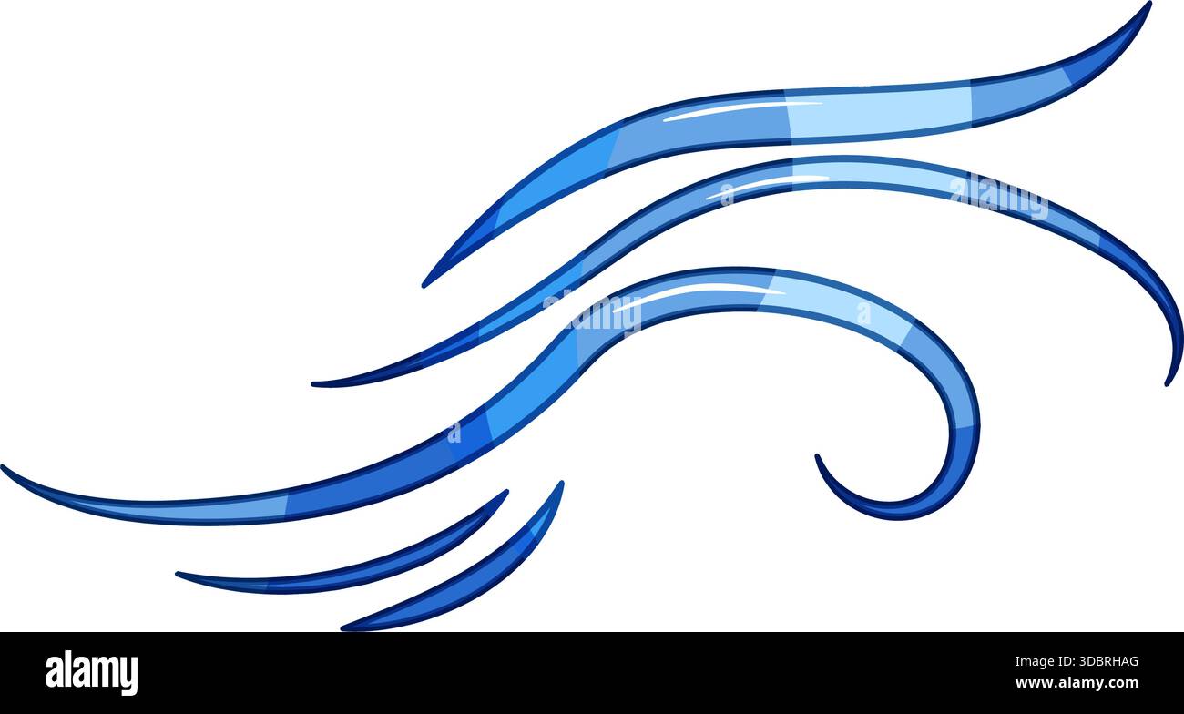 Dynamic blue wavy lines symbolizing wind flow and air current Stock Vector