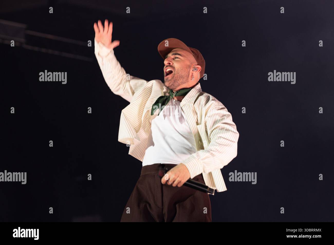 Singer Nil Moliner performs during his concert at the Movistar Arena ...