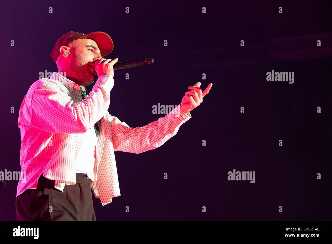Singer Nil Moliner performs during his concert at the Movistar Arena ...
