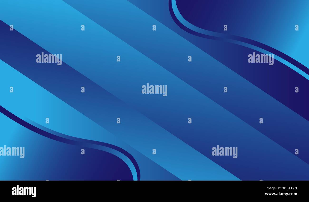 Abstract blue background with diagonal gradient stripes and curved ...