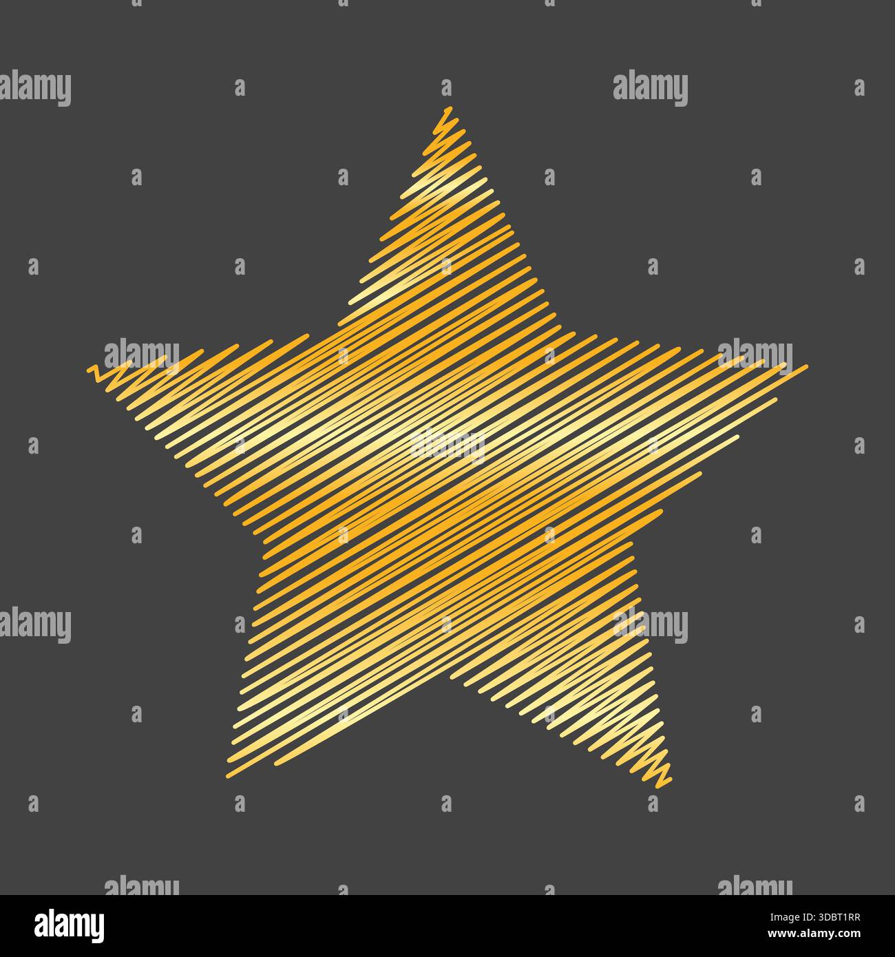 five pointed gold scribbled star vector illustration Stock Vector
